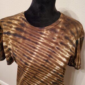 Tie Dye boho style colors brown and black unisex T-shirt 100% cotton size S.